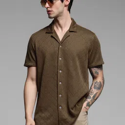 Jack & Jones Men Cuban Collar Textured Relaxed Fit Casual Shirt-picture-28