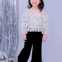 LIL DRAMA Girls Round Neck Printed Top with Palazzos-picture-44