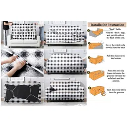 Stylista White 5 Seater Stretchable Protector Sofa Cover With Arms image 3