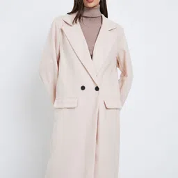 Styli Women Solid Double-Breasted Midi Length Regular Fit Overcoat image 2