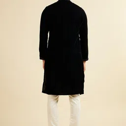 Manyavar Men Yoke Design Regular Velvet Kurta with Pyjamas image 4