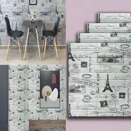 Lukzer 4-Pcs Grey & Black Printed Self-Adhesive Wall Panels-image-55