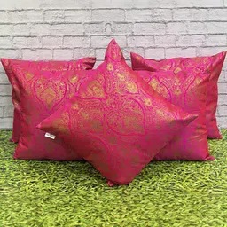 pink parrot Pinkparot Artsilk 12x12 inch cushion cover set of 5 pcs-picture-18