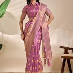 TheWonderWorld Woven Design Zari Silk Blend Handloom Mysore Silk Saree-picture-22
