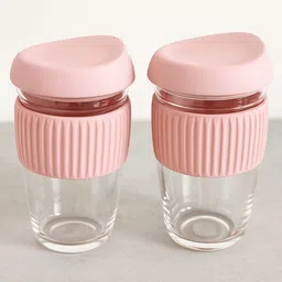 TASKHOUSE Pink & Transparent 2 Pieces Glass Glossy Mugs 500 ml-picture-38