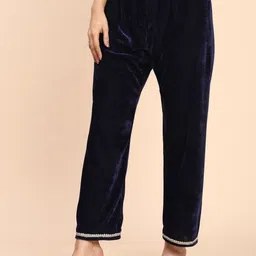 Moda Rapido Women Regular Thread Work Velvet Kurta with Trousers & With Dupatta image 4