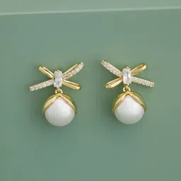 Kushal's Fashion Jewellery Gold-Plated Zircon Spherical Shaped Trendy Drop Earrings-picture-38
