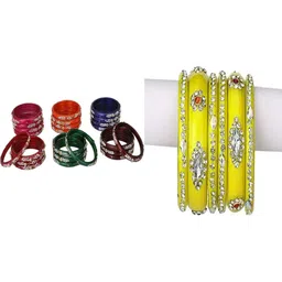 SOMIL Set Of 30 Artificial Stones Studded Ethnic Bangles-picture-33