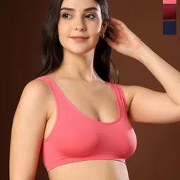 PAAVKI Pack of 3 Non-Padded Full Coverage Broad Straps Seamless Sports Bra-picture-31