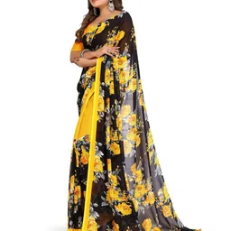 Moda Rapido Floral Poly Georgette Saree image 4