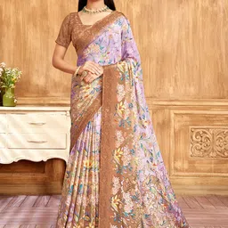 Mitera Floral Poly Crepe Designer Saree-image-56