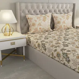 Raymond Home Off White & Green Printed Cotton 140 TC Queen Bedsheet Set 2.29 m x 2.54 m image 4