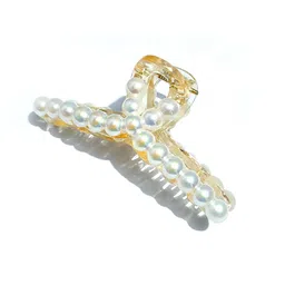 LEKZOW Women Set of 2 Embellished Rectangular and T-shape Pearls Claw Clip image 5