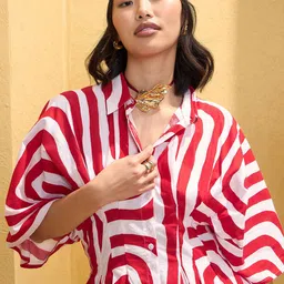 Pink Paprika by SASSAFRAS Abstract Printed Shirt Collar Shirt With Trousers image 5