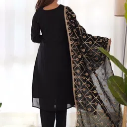 FVD Women Embroidered Regular Sequinned Kurta with Salwar & With Dupatta image 5