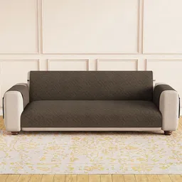 Lukzer Brown Solid Polyester 1 Piece Sofa Cover With Arms-picture-18