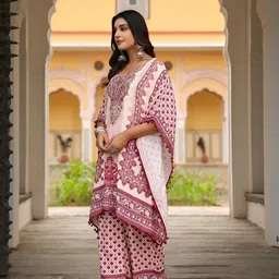 Kaftanize Women Printed Mirror & Embellished Tunic & Palazzos image 4