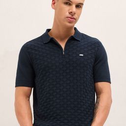 THE BEAR HOUSE Men Self Design Polo Collar Pure Cotton T-shirt-picture-41