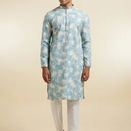 Diwas by Manyavar Floral Printed Mandarin Collar Straight Kurta image 5