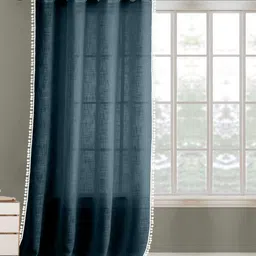 THE LINEN COMPANY Navy Blue & White Sheer Door Curtain-picture-37