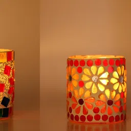 1ST TIME White & Red 2 Pieces Cylindrical Shaped Candle Holders-picture-24