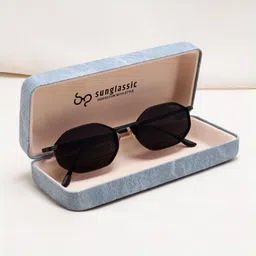 SUNGLASSIC Unisex Full Black Hexagon Sunglasses with UV Protected Lens Opulent-Full-Black image 2