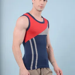 RKG Pack Of 5 Assorted Colourblocked Cotton Gym Vests image 5