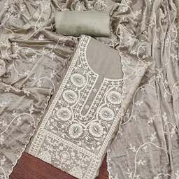 SHADOW & SAINING Floral Embroidered Zari Organza Semi-Stitched Dress Material-picture-32