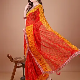 DIVASTRI Bandhani Sequinned Poly Georgette Bandhani Saree image 5