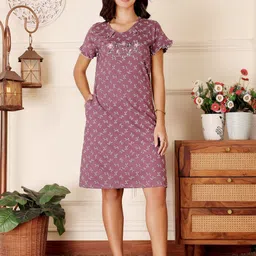 Bodycare Women Printed Pure Cotton Nightdress-image-96