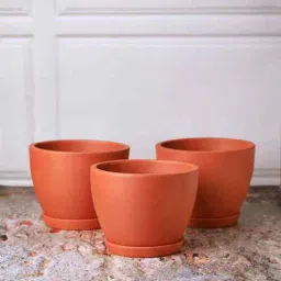 the handicraftian 3 Pcs Red Terracotta 8.5 Inchs Planters-picture-34