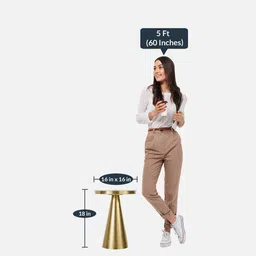bhati impex Richmen End Table in Gold & White Finish image 3