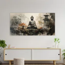 nestroots Framed Buddha in Tranquility on Rock Wall Painting-picture-30