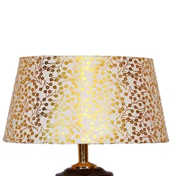 foziq Brown Metal & Cotton Beige & Gold Colour Table Lamp image 5