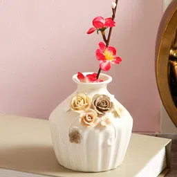 Handcrafted White Ceramic Flower Vase-image-94