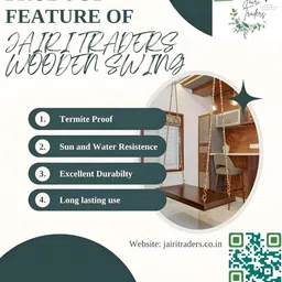 JAIRI TRADERS Brown & Green Wooden Swings With Back Support &Armrest image 2