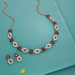 Anouk Rose Gold-Plating Stone-Studded Jewellery Set image 1