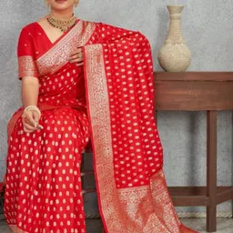KALINI Woven Design Zari Heavy Work Banarasi Saree With Blouse Piece image 3