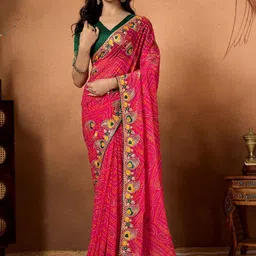 Sareezaa Bandhani Embroidered Pure Georgette Heavy Work Bandhani Saree-picture-26