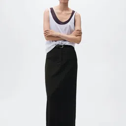 MANGO Solid Maxi Straight Skirt image 3