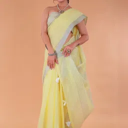 NEGRONI Woven Design Zari Saree With Blouse Piece image 5