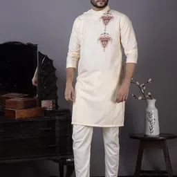 PulseIQ Men Ethnic Motifs Printed Kurta image 4
