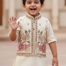 Lagorii Boys Floral Regular Thread Work Kurta with Pyjamas image 3