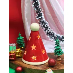 WEAVING HOMES Red & White Textured Santa's Cap Tea Light Diffuser Candle Holder-picture-13