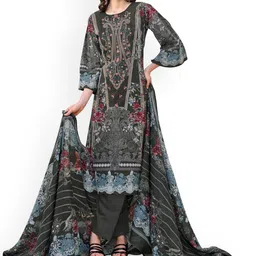 DRAVINAM Trends Floral Embroidered Thread Work Pure Cotton Unstitched Dress Material-picture-34