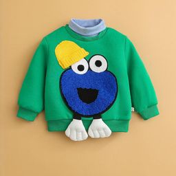 Hopscotch Boys Green Monster Applique Sweatshirt-picture-17