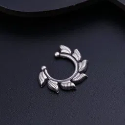House of Aadyaa 925 Sterling Silver Fin Septum Nose Ring-picture-15