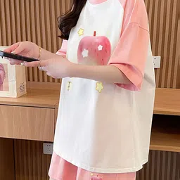 JC Mode Printed Round Neck T-Shirt With Shorts Co-Ords Set image 3