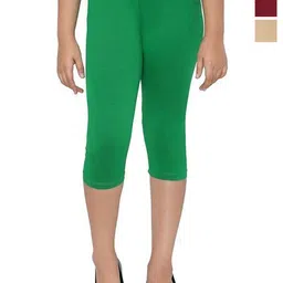 FRENCH KLEIDER Girls Pack of 3 Solid Slim Fit Mid-Rise Slip-On Capris-picture-21