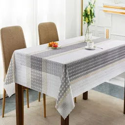 LooMantha Black & White Geometric Printed Cotton 6-Seater Rectangle Table Cover image 1